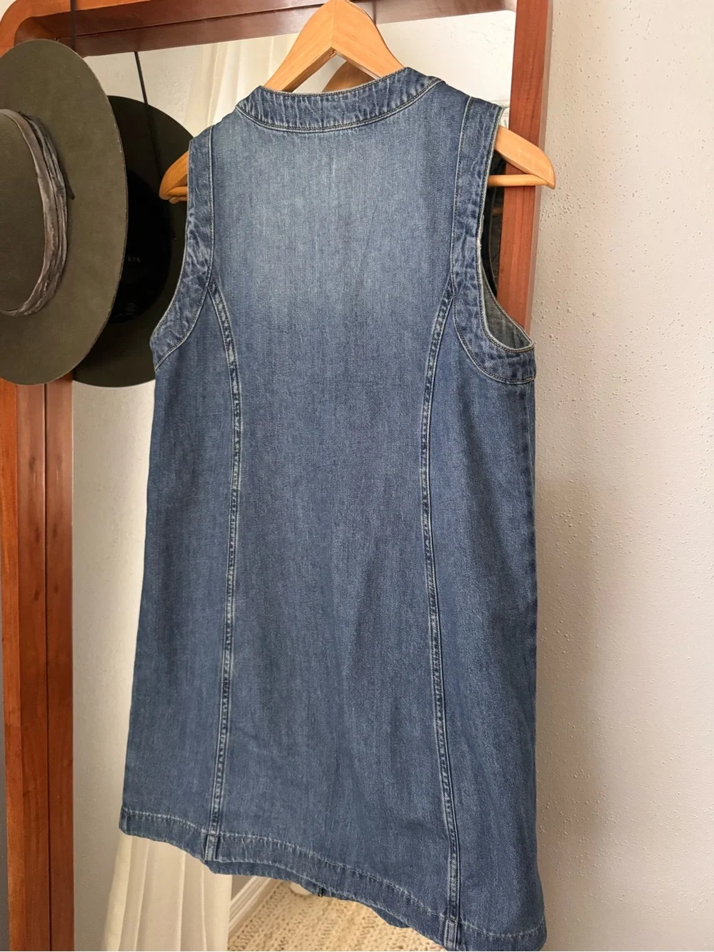 Michael Kors Denim Button-Front Shift Dress in Dark Blue